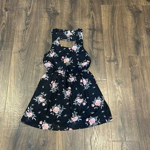 Divided Black Floral Dress